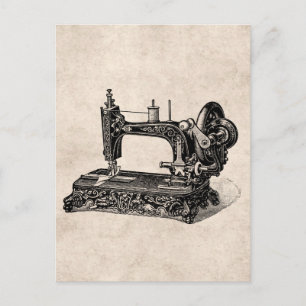 Vintage 1800s Syningsillustration för Maskin Vykort