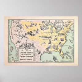 Vintage 1831 USA Karta Poster