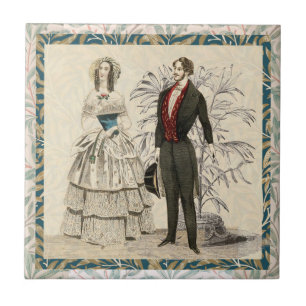 Vintage 1844 viktoriansk bröllopsillustration  kakelplatta