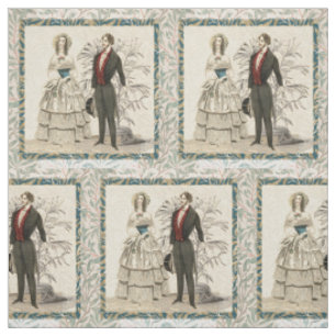 Vintage 1844 viktoriansk bröllopsillustration  tyg