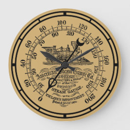 Vintage 1850 Steampunk lokomotiv ångmätare Stor Klocka