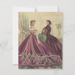 Vintage 1860-talet Kvinnor i Tea Party Inbjudningar