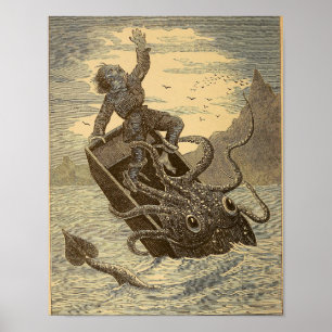 Vintage 1879 Jättebläckfisk Poster