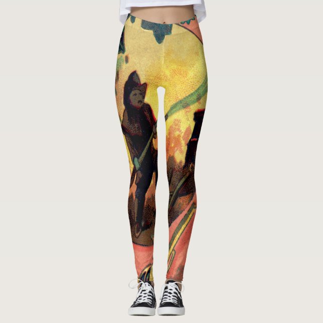 Vintage 1880's Fireman Firefighter Art Leggings (Framsida)