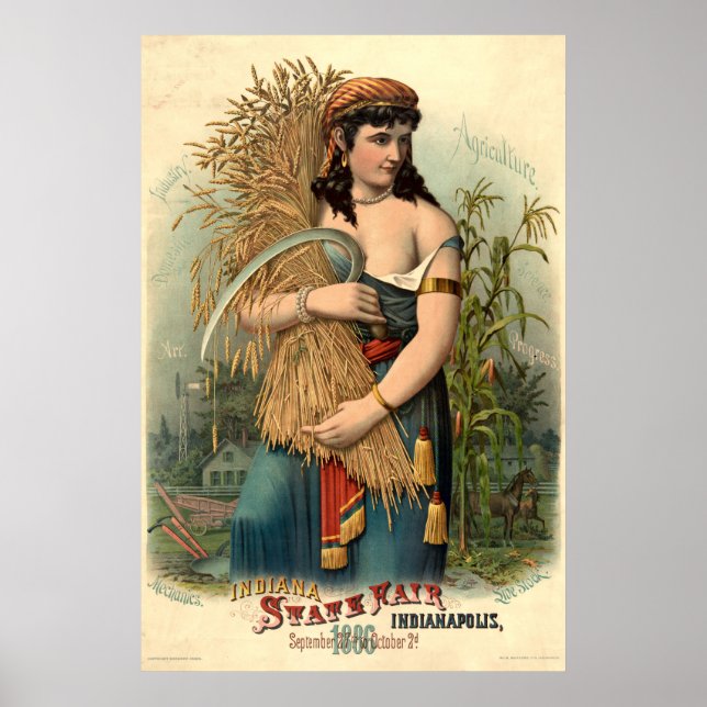 Vintage 1886 Indiana State Fair, Indianapolis Poster (Framsidan)