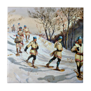 Vintage (1886) Snö-Shoeing Kakelplatta