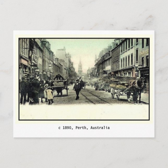 Vintage 1890 Perth, Australien Vykort (Framsida)