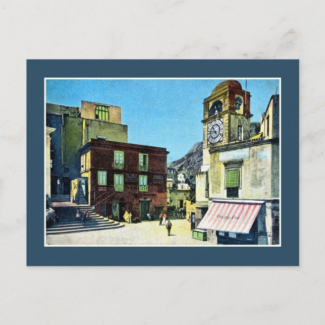 Vintage 1890-talet Capri La Piazza Vykort (Framsida)