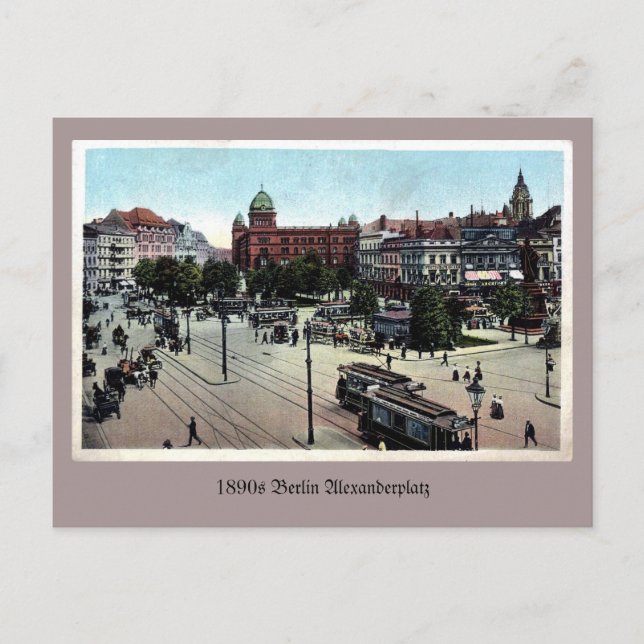 Vintage 1890s Berlins Alexanderplatz-anpassningsba Vykort (Framsida)