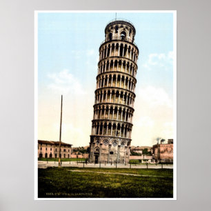 Vintage 1890s Pisa Bilden Leende torn Poster