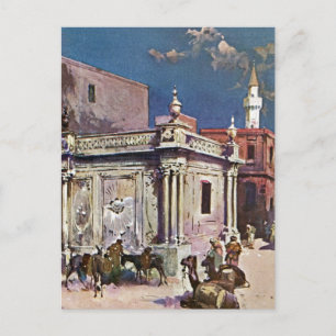 Vintage 1890s Tripoli Libyen - målning med vattenf Vykort