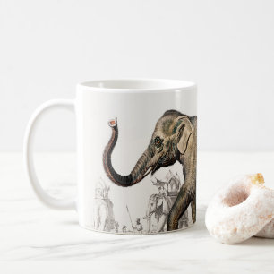 Vintage 1892 Asiatisk elefantillustration Kaffemugg