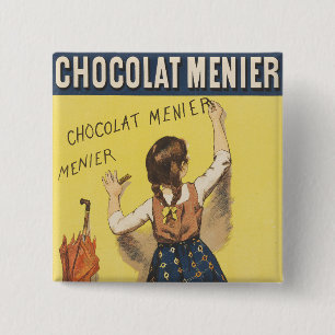 Vintage 1892 Chocolat Menier Fransk Flickor Konst Knapp