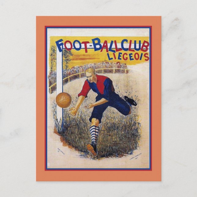 Vintage 1894 fotboll och poster vykort (Framsida)
