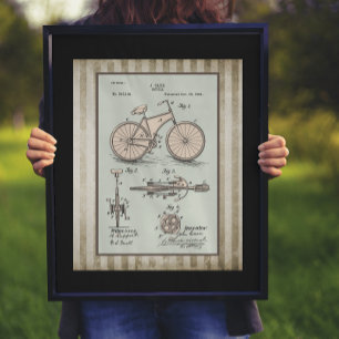 Vintage 1894 Karr cykelpatent Poster