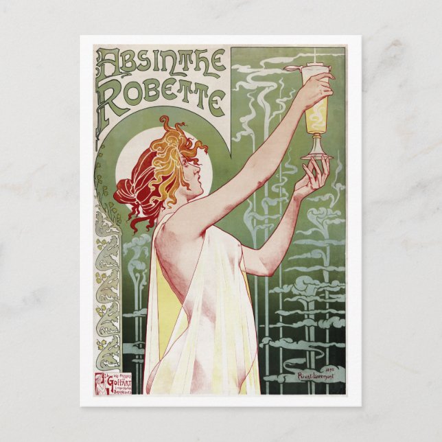 Vintage 1895 Absinthe Robette Vykort (Framsida)