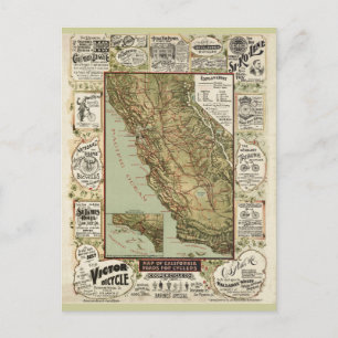 Vintage 1895 California Bicycle Cycling Karta Vykort