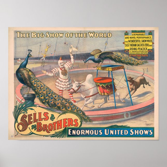 Vintage 1895 Sells Brothers Circus Poster (Framsidan)
