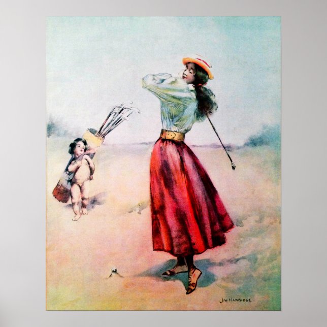 Vintage 1896 Woman Golfer-utskrift Poster (Framsidan)