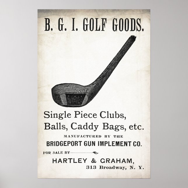 Vintage 1898 Golf Advertisement - Skriv ut Poster (Framsidan)