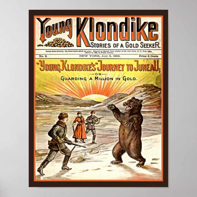 Vintage 1898 Young Klondike Dime Novel Poster (Framsidan)