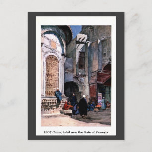 Vintage 1900: Egyptenen Sebil nära Zuweyla i Kairo Vykort