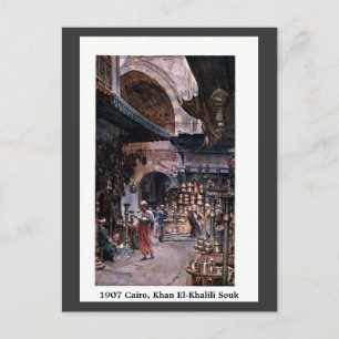 Vintage 1900 Kairo-Egyptenen Khan El-Khalili Souk Vykort