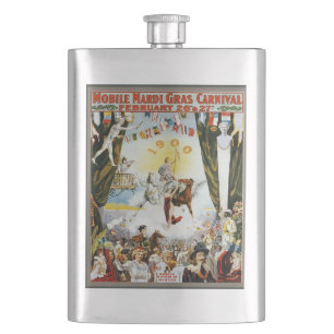 Vintage 1900 Mobile Mardi Gras karnevalaffisch kon Fickplunta