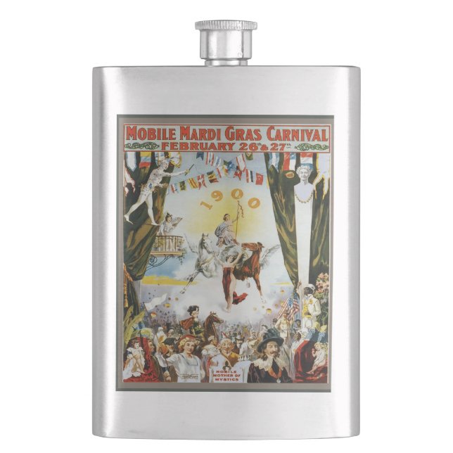 Vintage 1900 Mobile Mardi Gras karnevalaffisch kon Fickplunta (Framsidan)