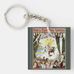 Vintage 1900 Mobile Mardi Gras karnevalsaffisch ko