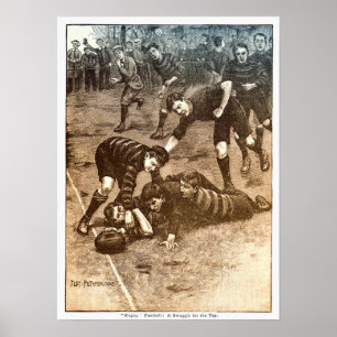Vintage 1900 Rugby-utskrift Poster