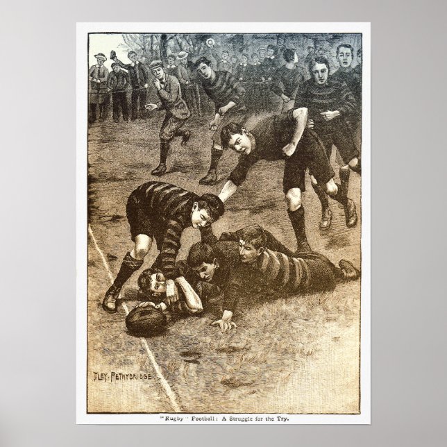 Vintage 1900 Rugby-utskrift Poster (Framsidan)