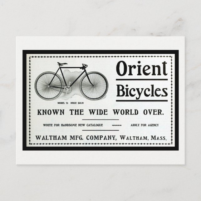 Vintage 1902 Orient cyklar annons Vykort (Framsida)