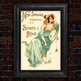 Vintage 1904 Mode Scarfs and Bows Trade Card Poster