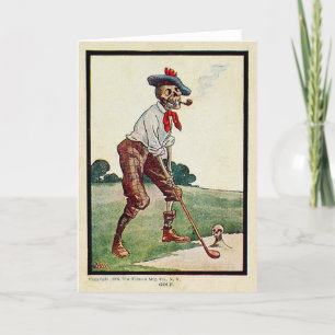 Vintage 1905 Golf Greeting Card Helgkort