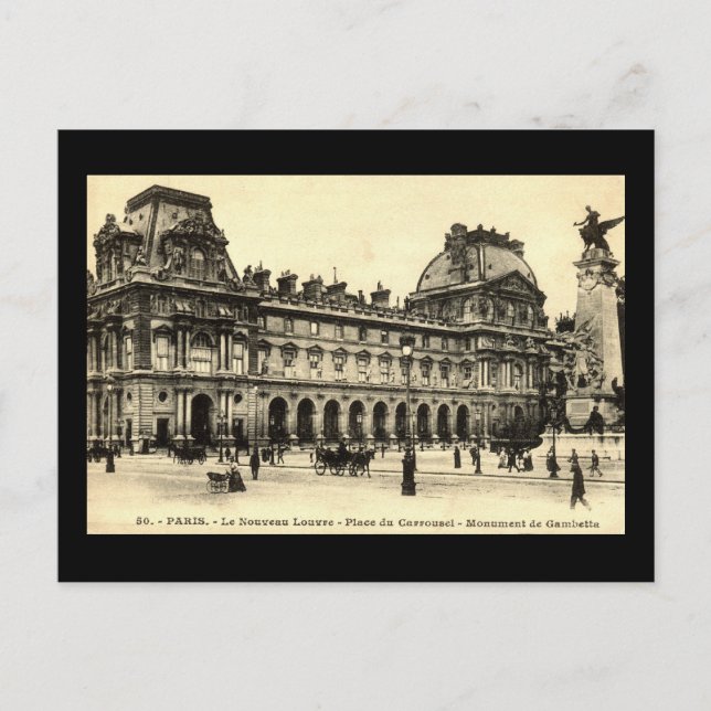 Vintage 1905 Louvre, Paris, Frankrike Vykort (Framsida)