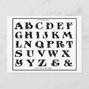 vintage 1906 Alphabet Rustic Roman font Vykort