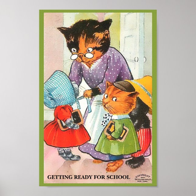 Vintage 1907 Kittens Hämta Redo till skolkopia Poster (Framsidan)