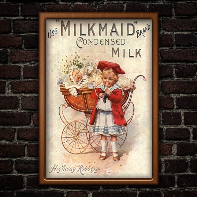 Vintage 1907 Mjölk Annons Poster (Skapare uppladdad)