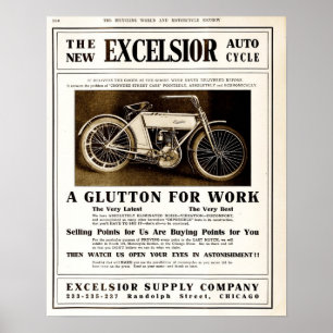 Vintage 1907 Reklam för motorcyklar Poster