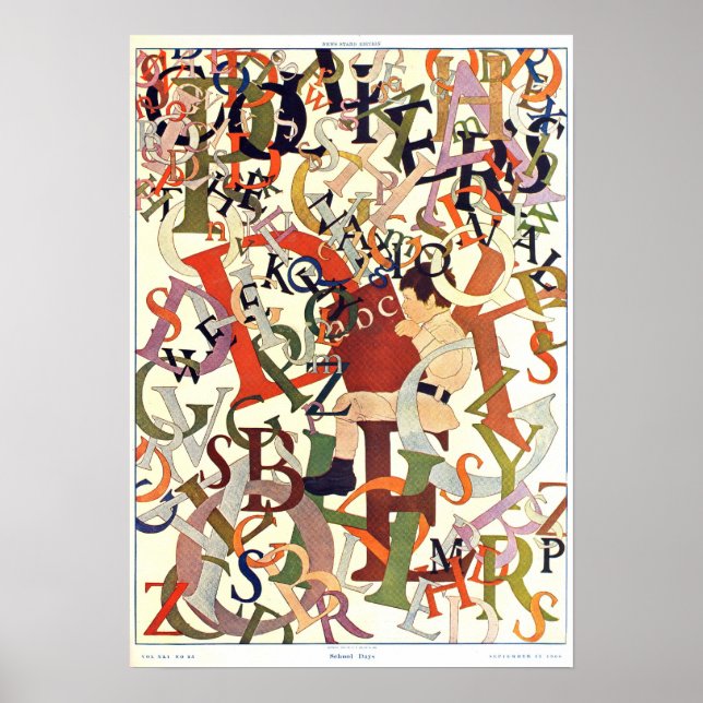 Vintage 1908 Maxfield Parrish, "School Days" Poster (Framsidan)