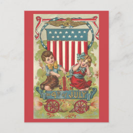 Vintage 1909 Fjärde juli Firande vykort