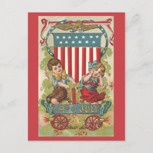 Vintage 1909 Fjärde juli Firande vykort