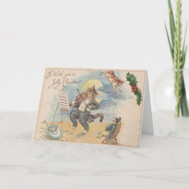 Vintage 1910 Jolly julklapp Fiddle Hund Cow Helgkort