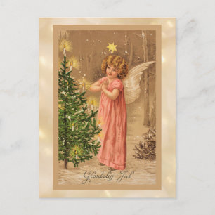 Vintage 1910 norskt julfirande helg vykort