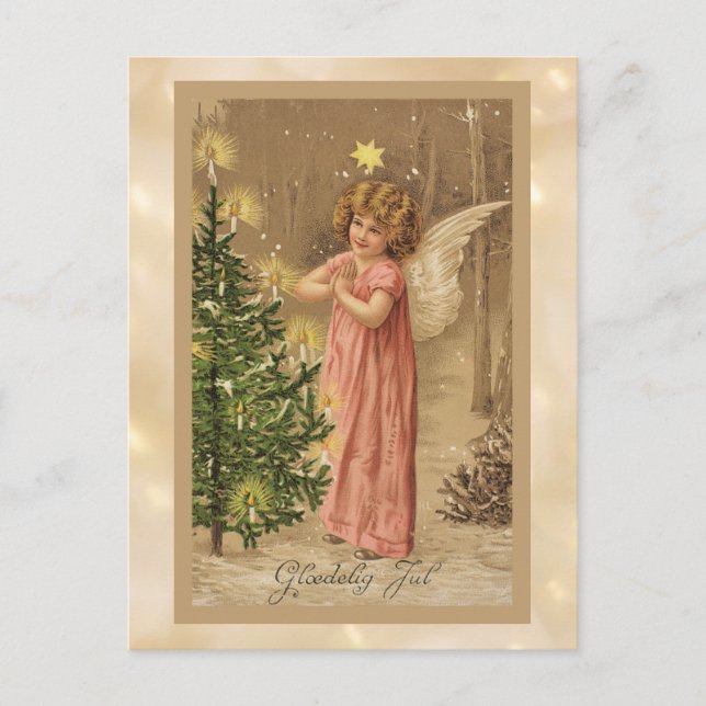 Vintage 1910 norskt julfirande helg vykort (Framsida)