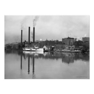 VINTAGE 1910 PHOTO of Toledo, OH Waterfront Fototryck