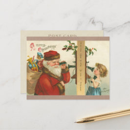 Vintage 1910-talet: Little Girl Calling Santa Helg Vykort