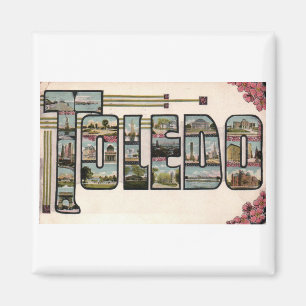 Vintage 1910 TOLEDO, OH stor brevdesign Magnet