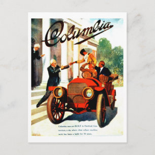 Vintage 1910s Columbia autos poster Vykort